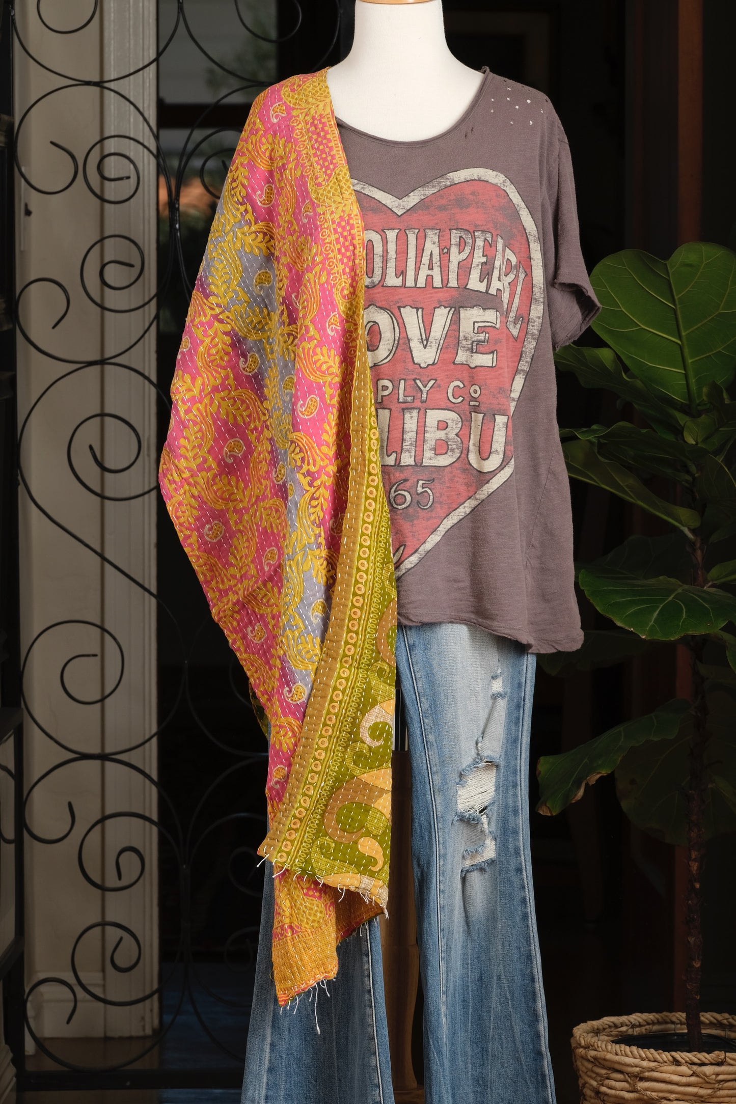 Kantha Scarf in Think Pink