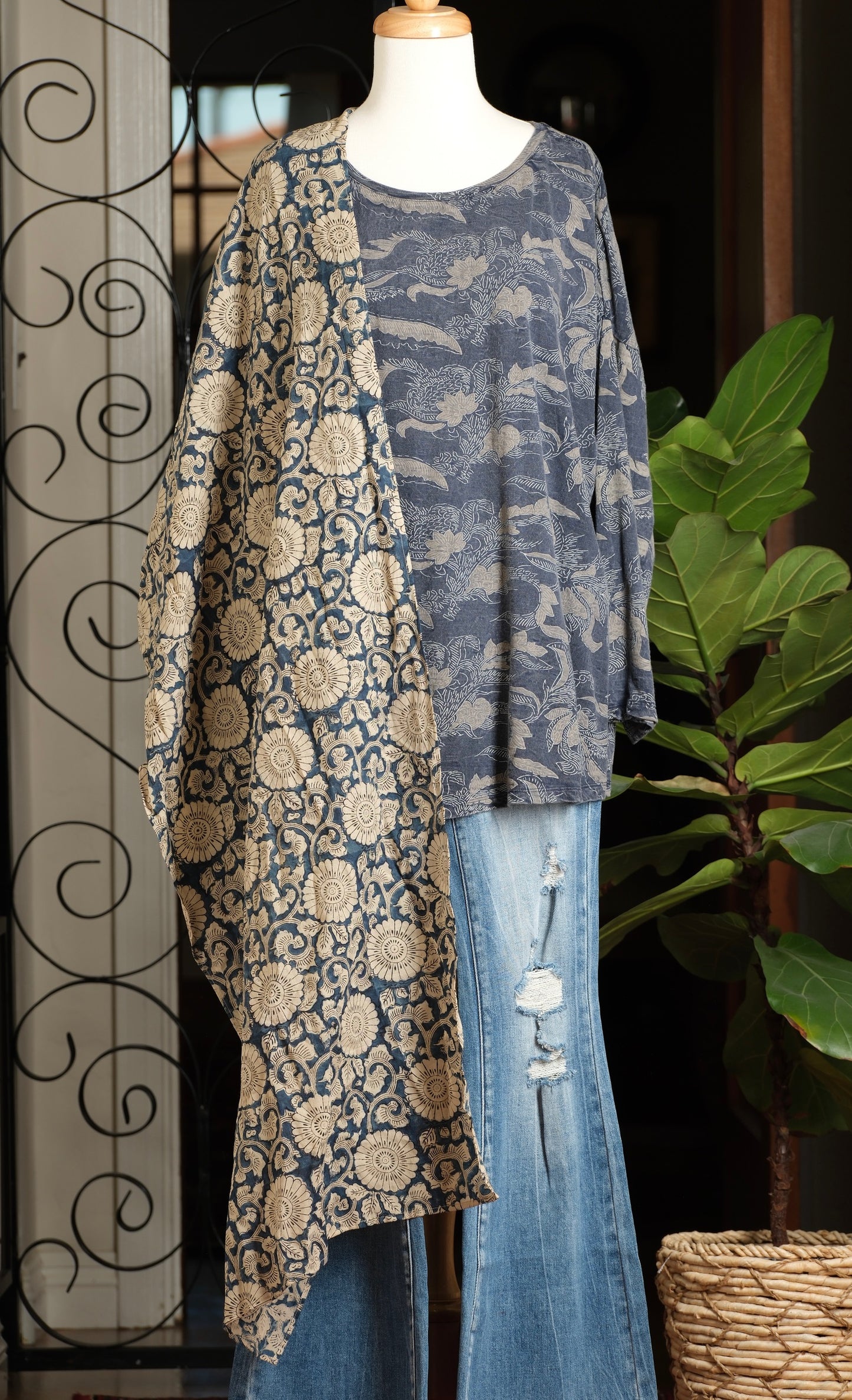 Isadora Scarf in Blue Lotus Flower