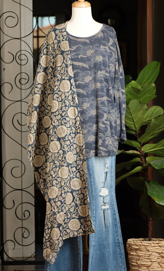 Isadora Scarf in Blue Lotus Flower