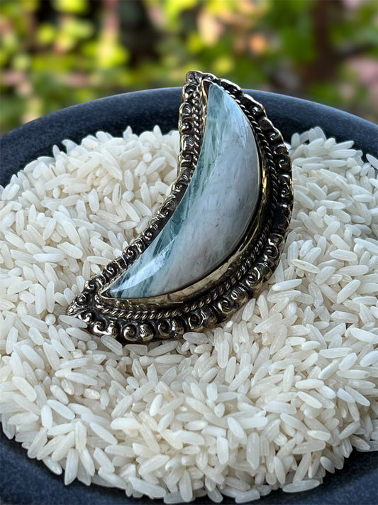 Crescent Moon Jasper Ring 1145