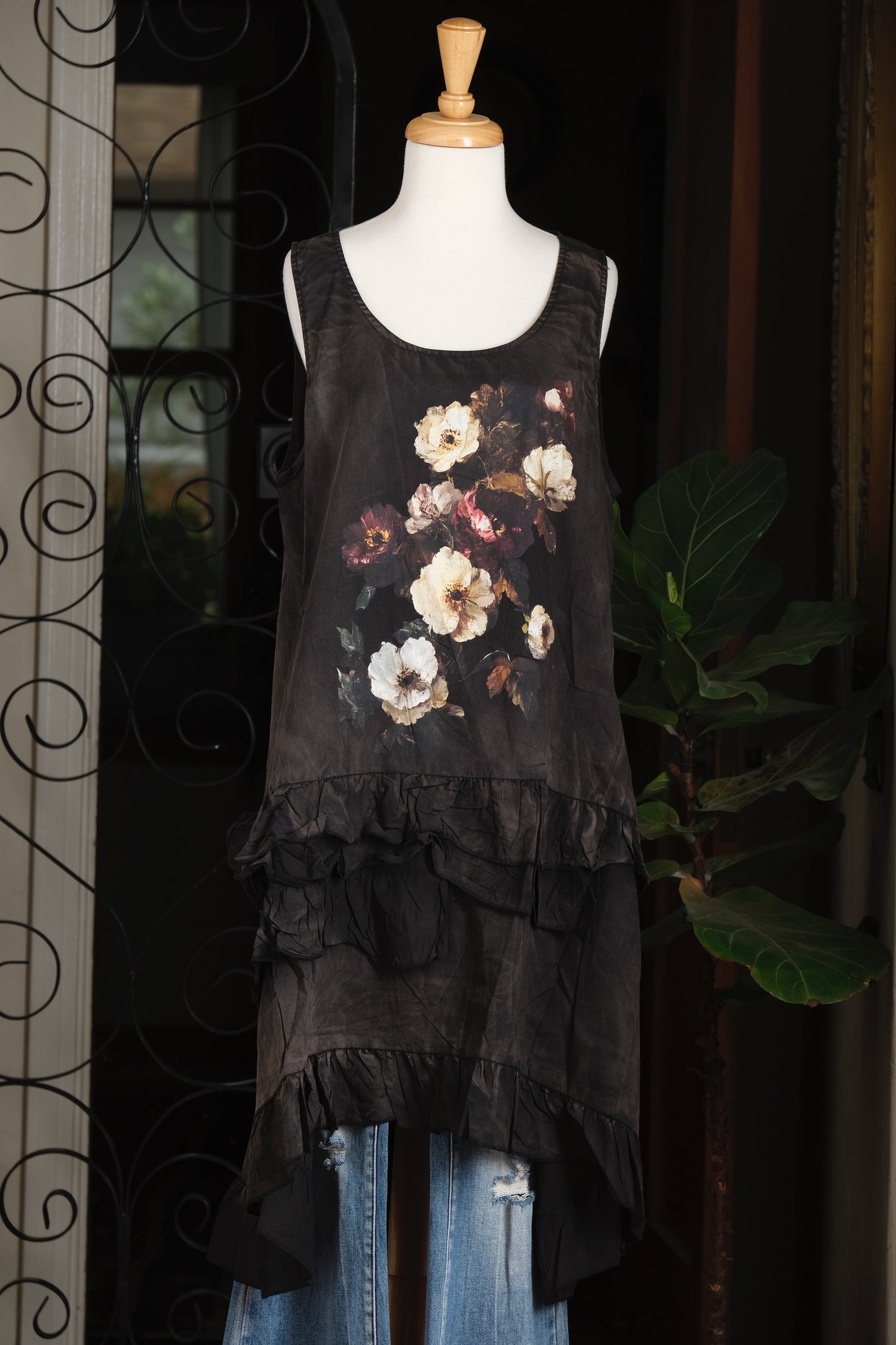 Baroque Floral Cotton Slip Dress