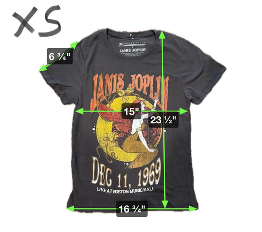 Janis Joplin Boston T-Shirt in "Girlfriend Cut" Charcoal