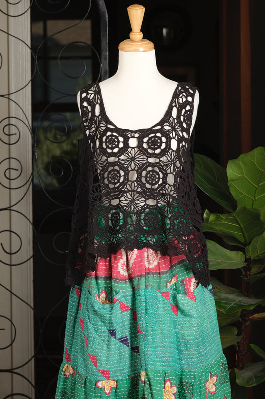 Crochet Layering Tank in Black