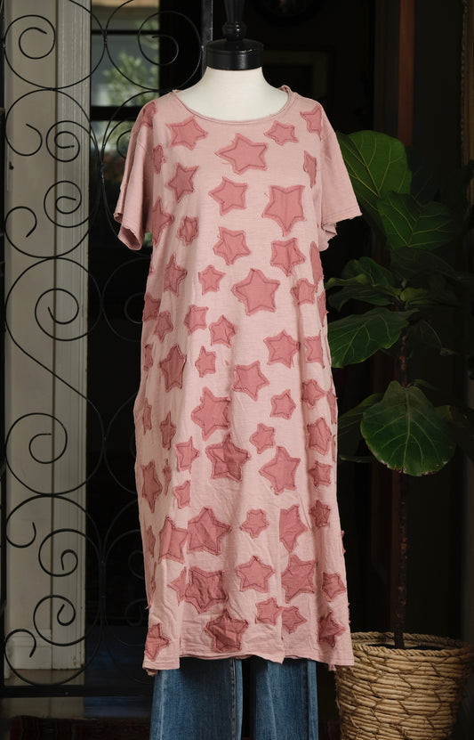 Bright Star T Shirt Dress in Blush