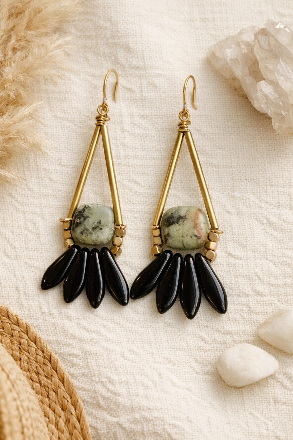 Obsidian Bloom Earring