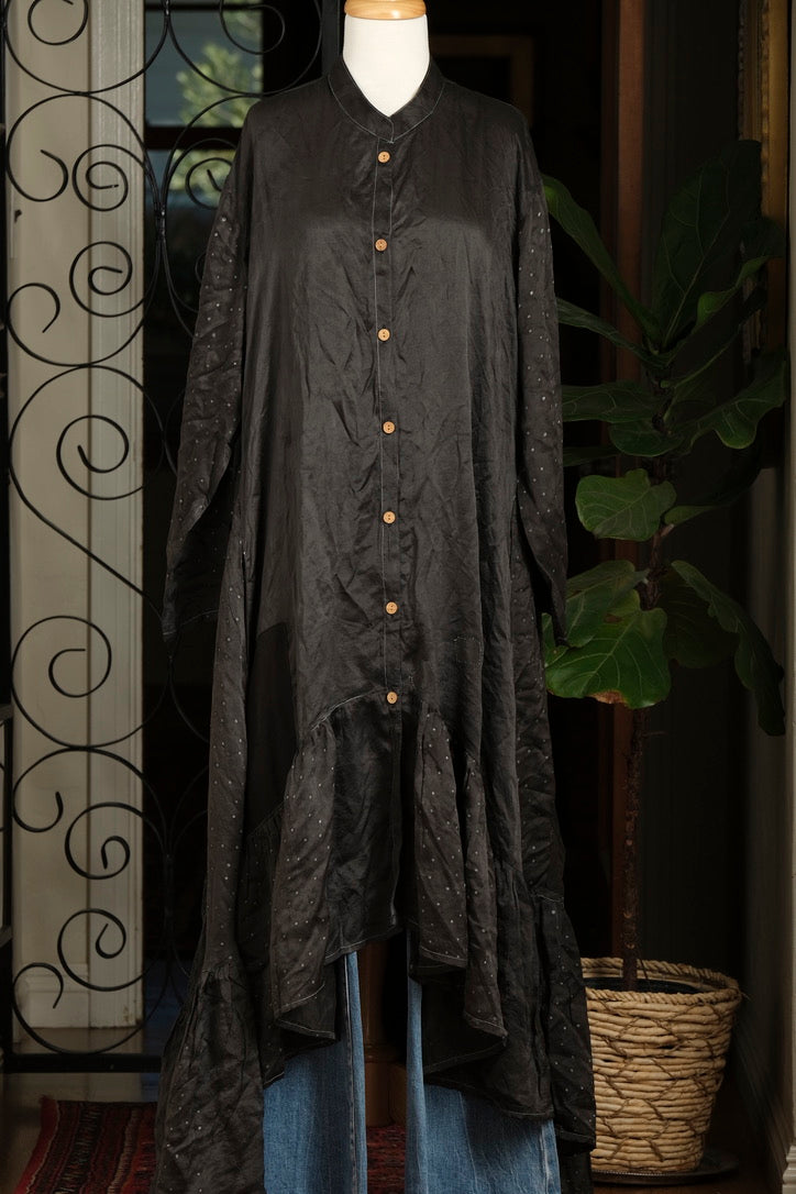 Lotus Duster Dress in Dark Dot