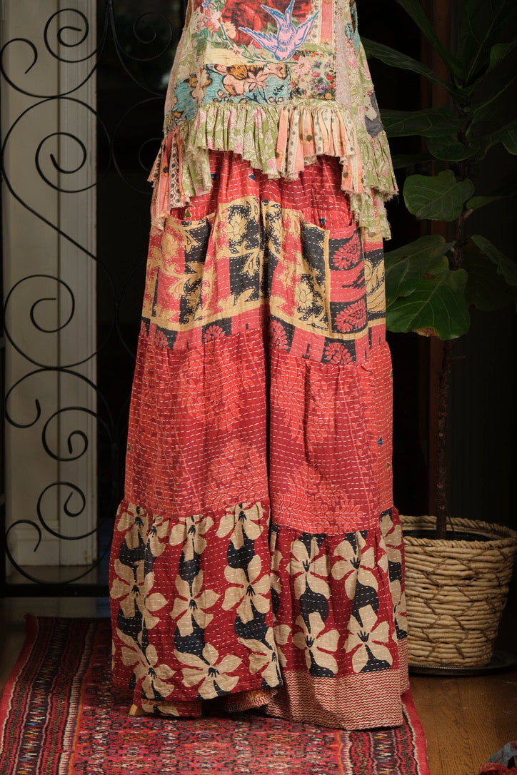 Pocket Pant in Red Pikake Flower