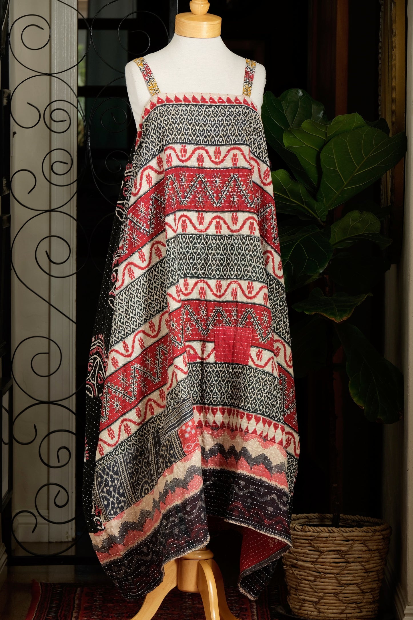 Kantha Maxi Dress in Tribal Bandana