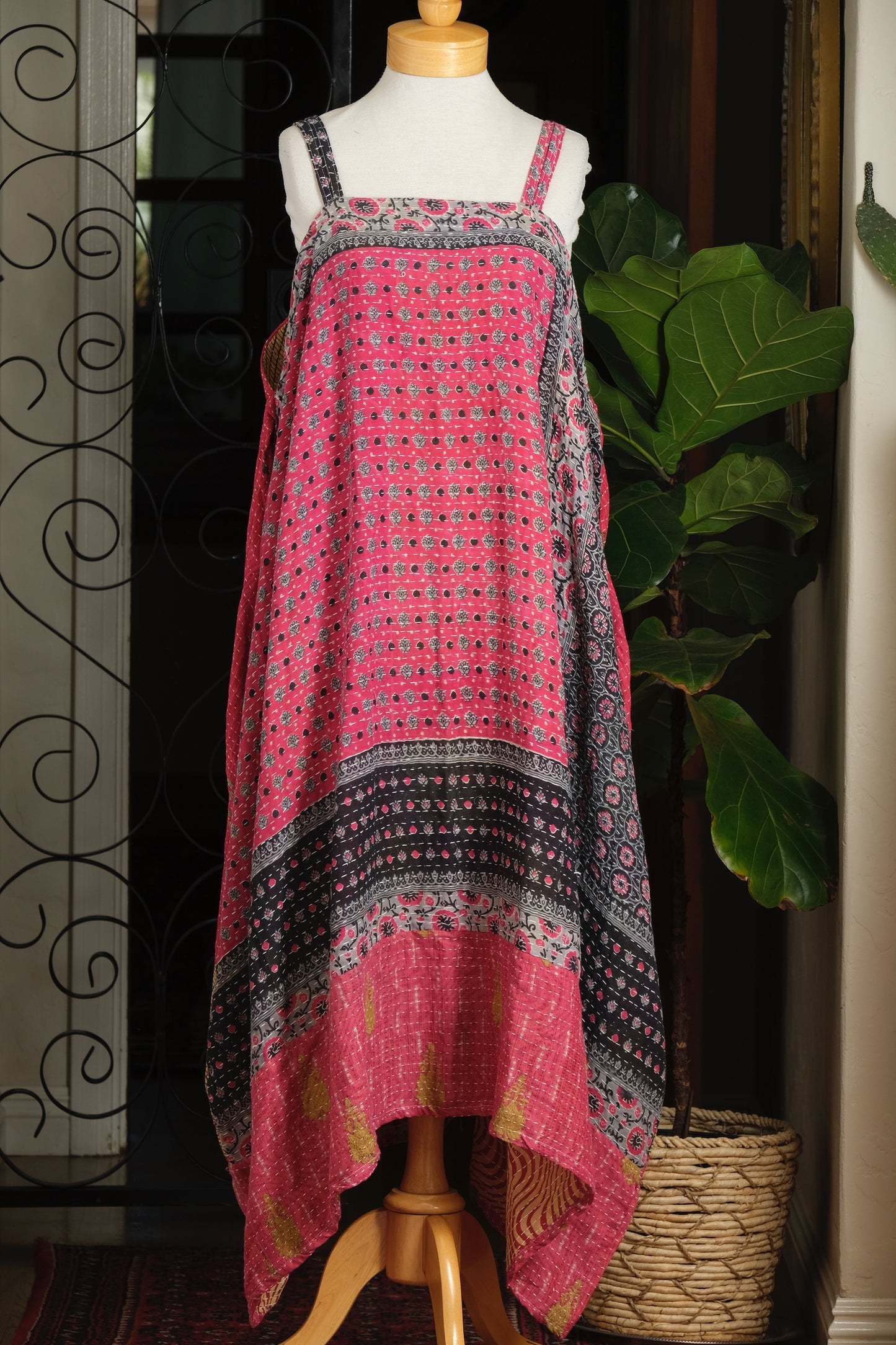 Kantha Maxi Dress in Little Grey Rose