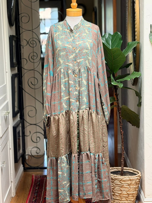 Silk Majestic Duster Dress in Free Falling