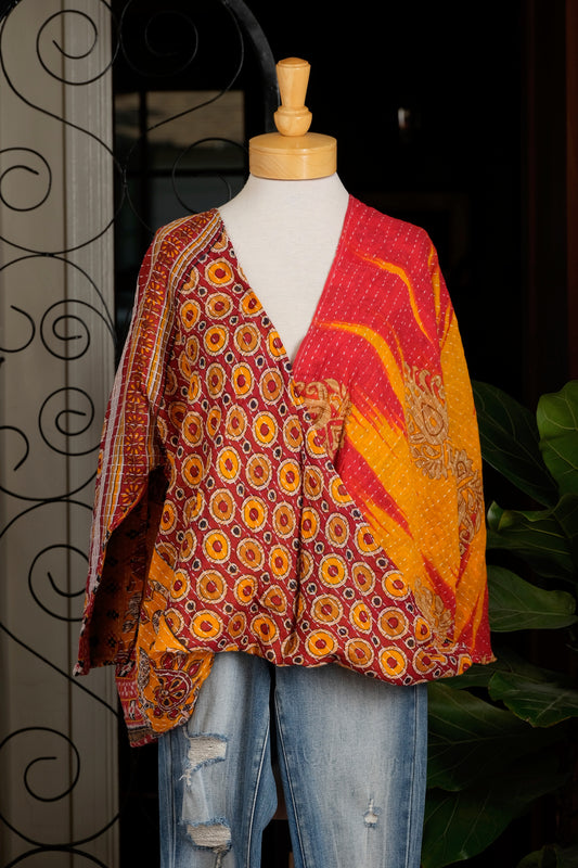 Cross Roads Top in Flame Dot