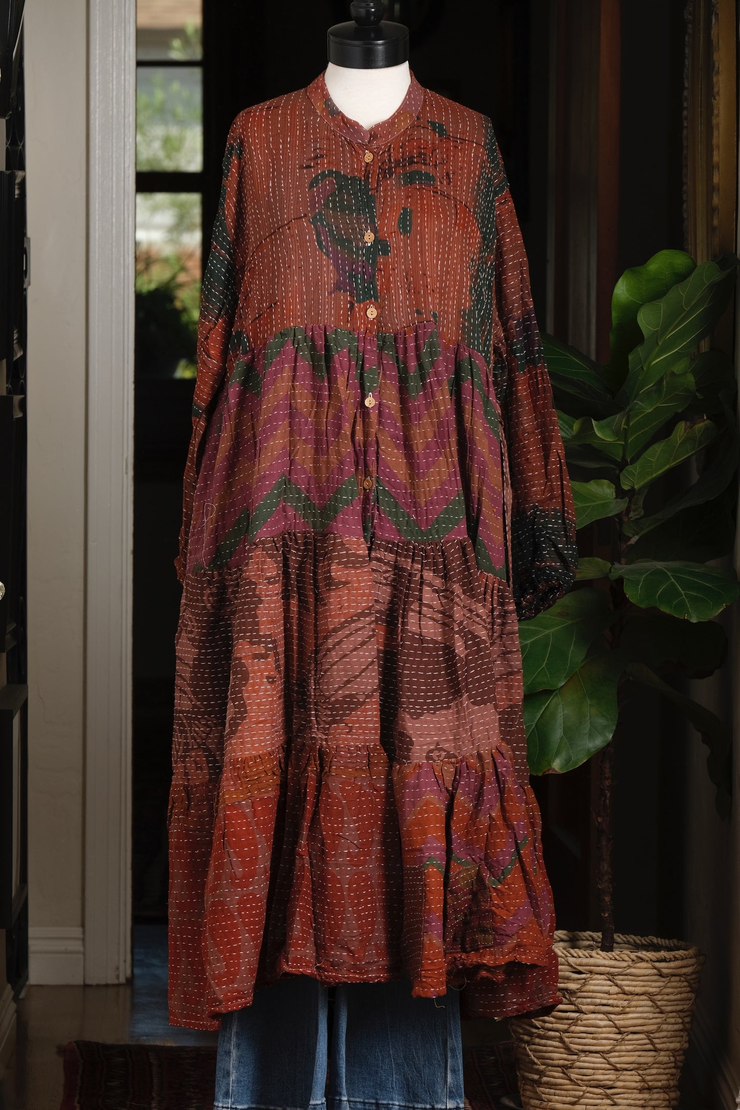 Majestic Duster Dress in Nutmeg Flower