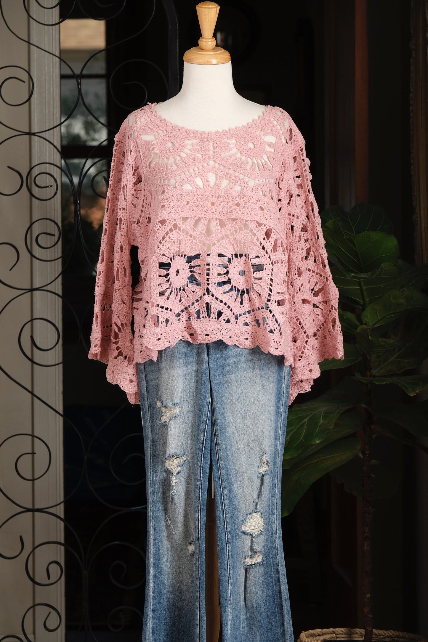 Lullaby Crochet T Shirt in Pink