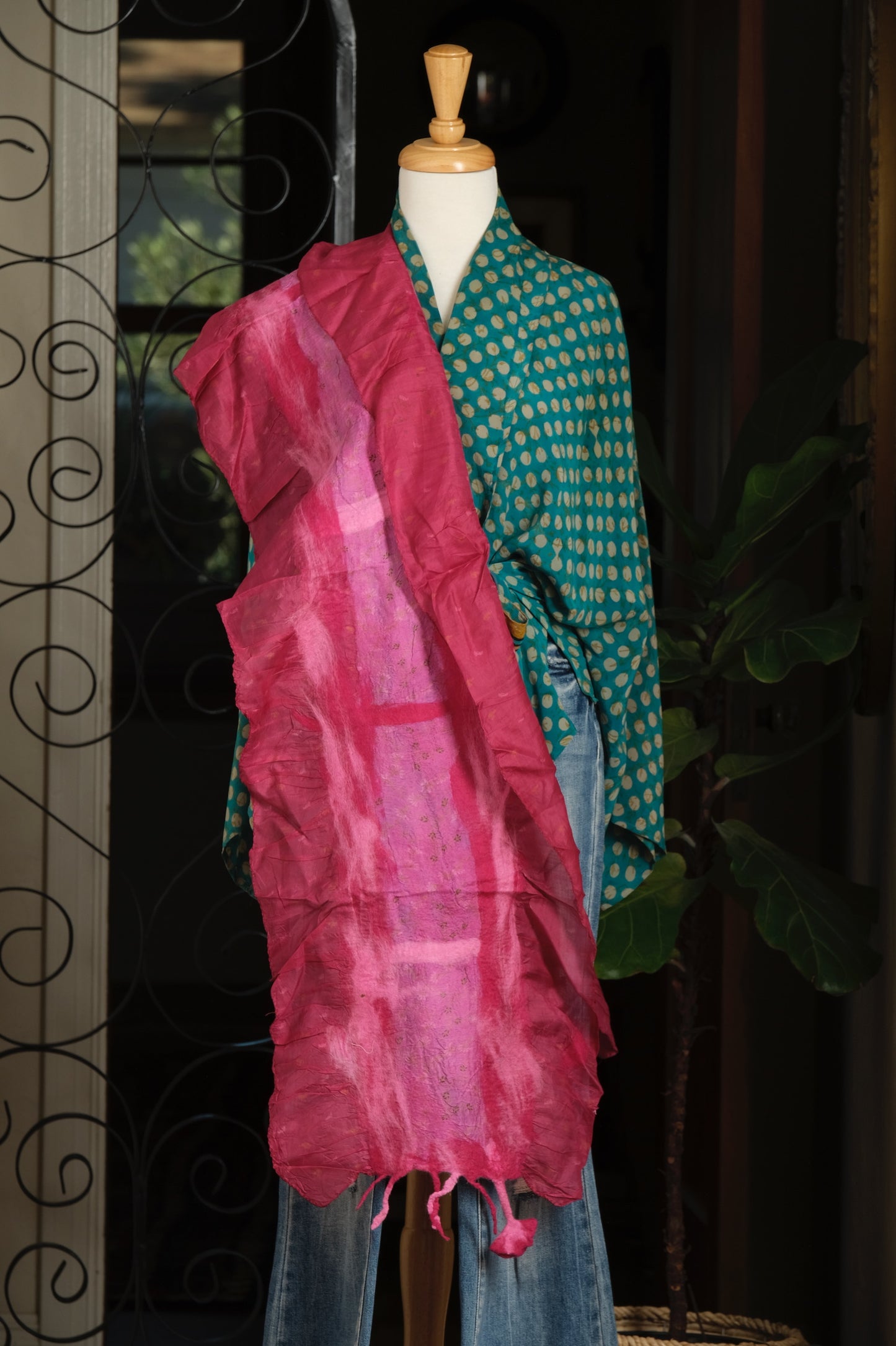 Lotus Scarf in Fuchsia Berry