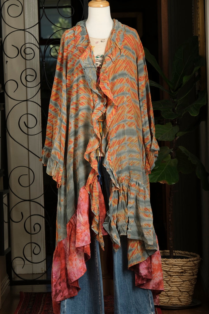 Ruffle Duster in Blue Orange Slice