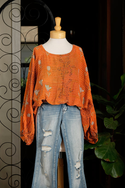 Gathering Top in Tan Tulip