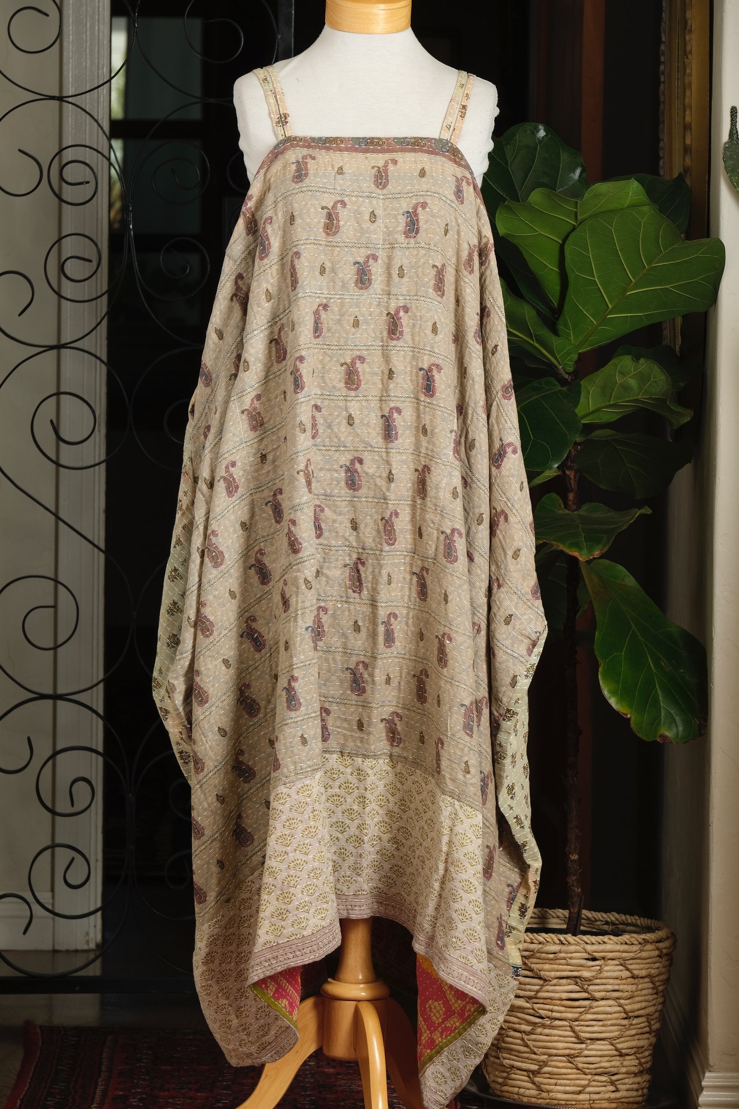 Kantha Maxi Dress in Sweet Tea