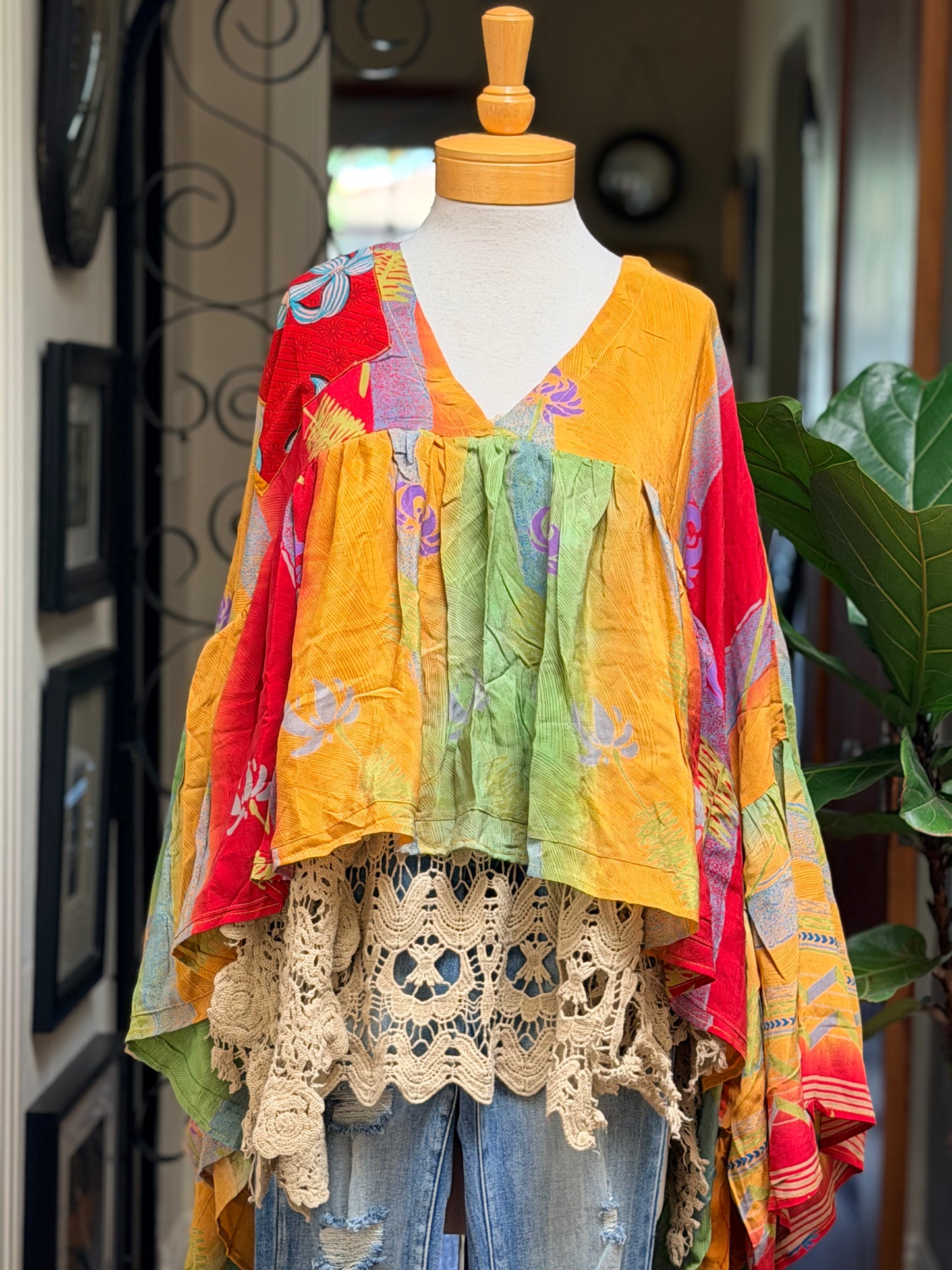Gold Dust Crop Top in Arte Paloma Long Sleeve