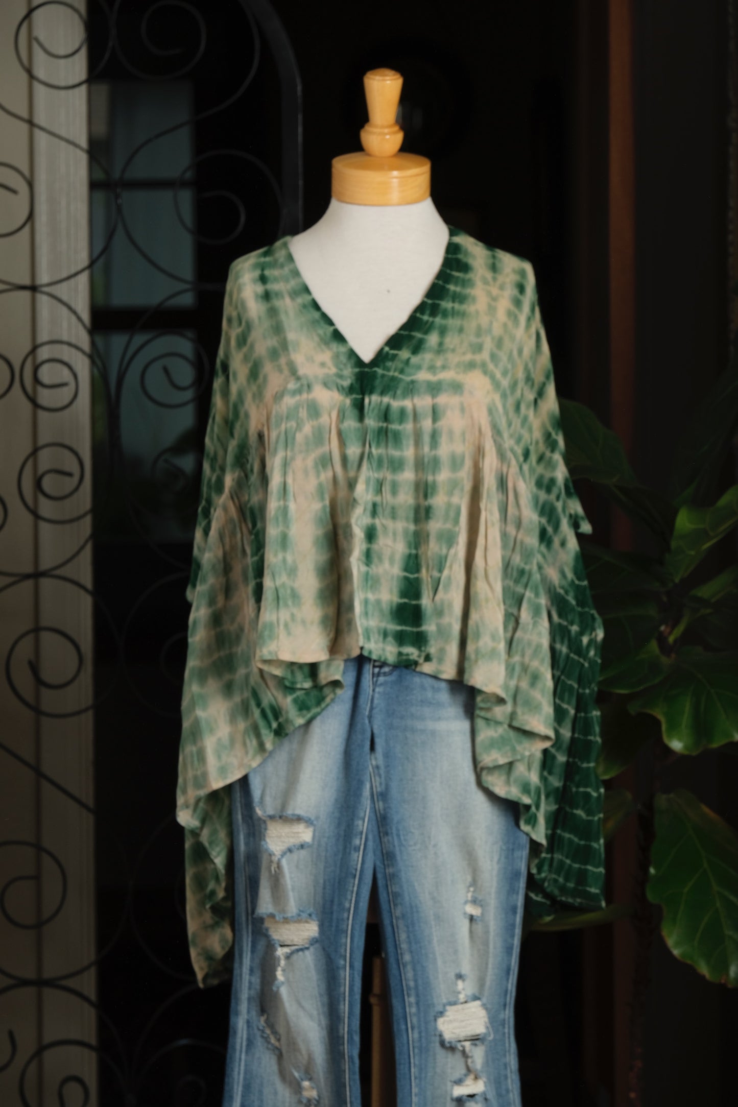Gold Dust Crop Top in Emerald Tie Dye