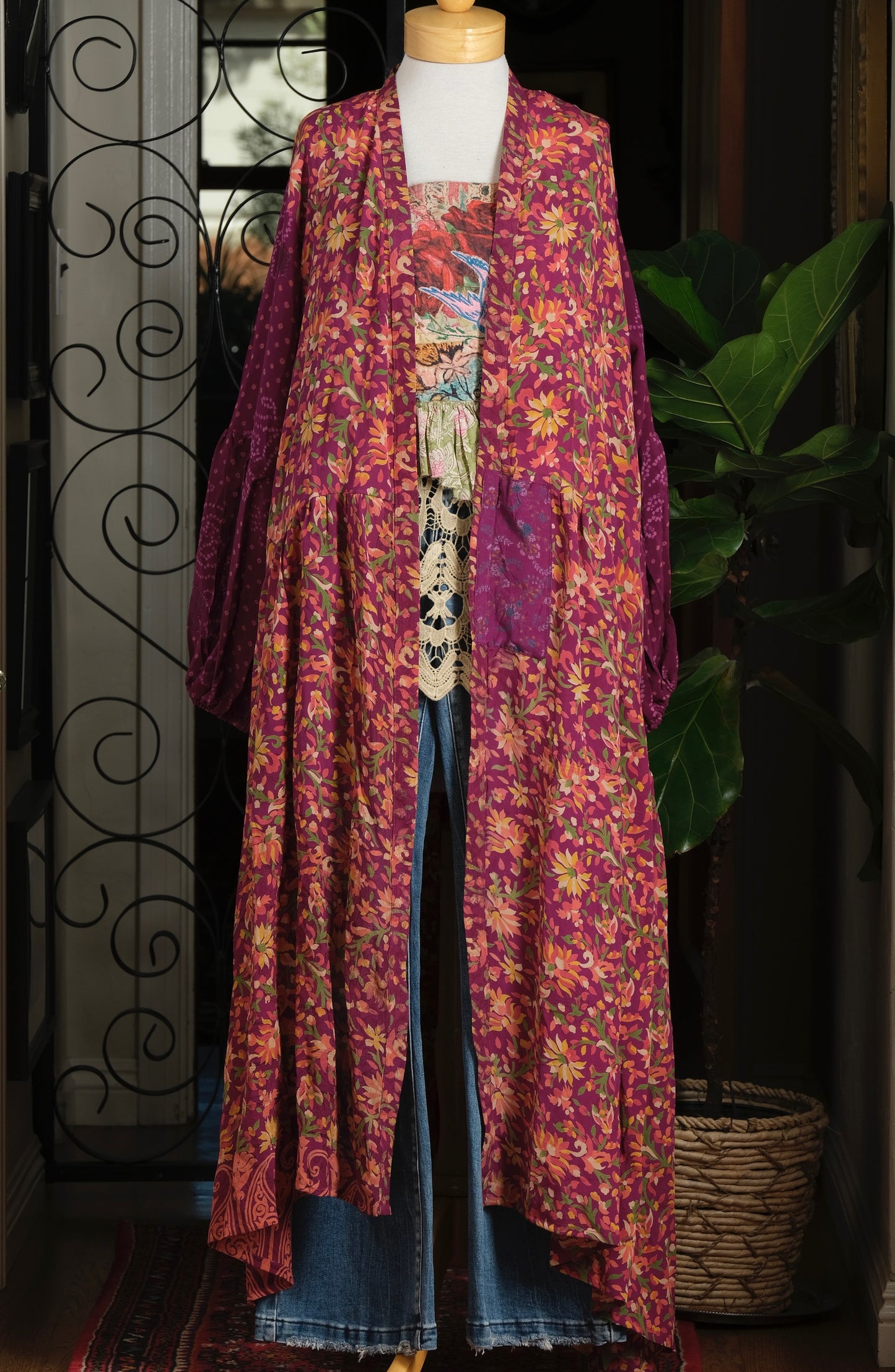 Evermore Duster in Fuchsia Flower