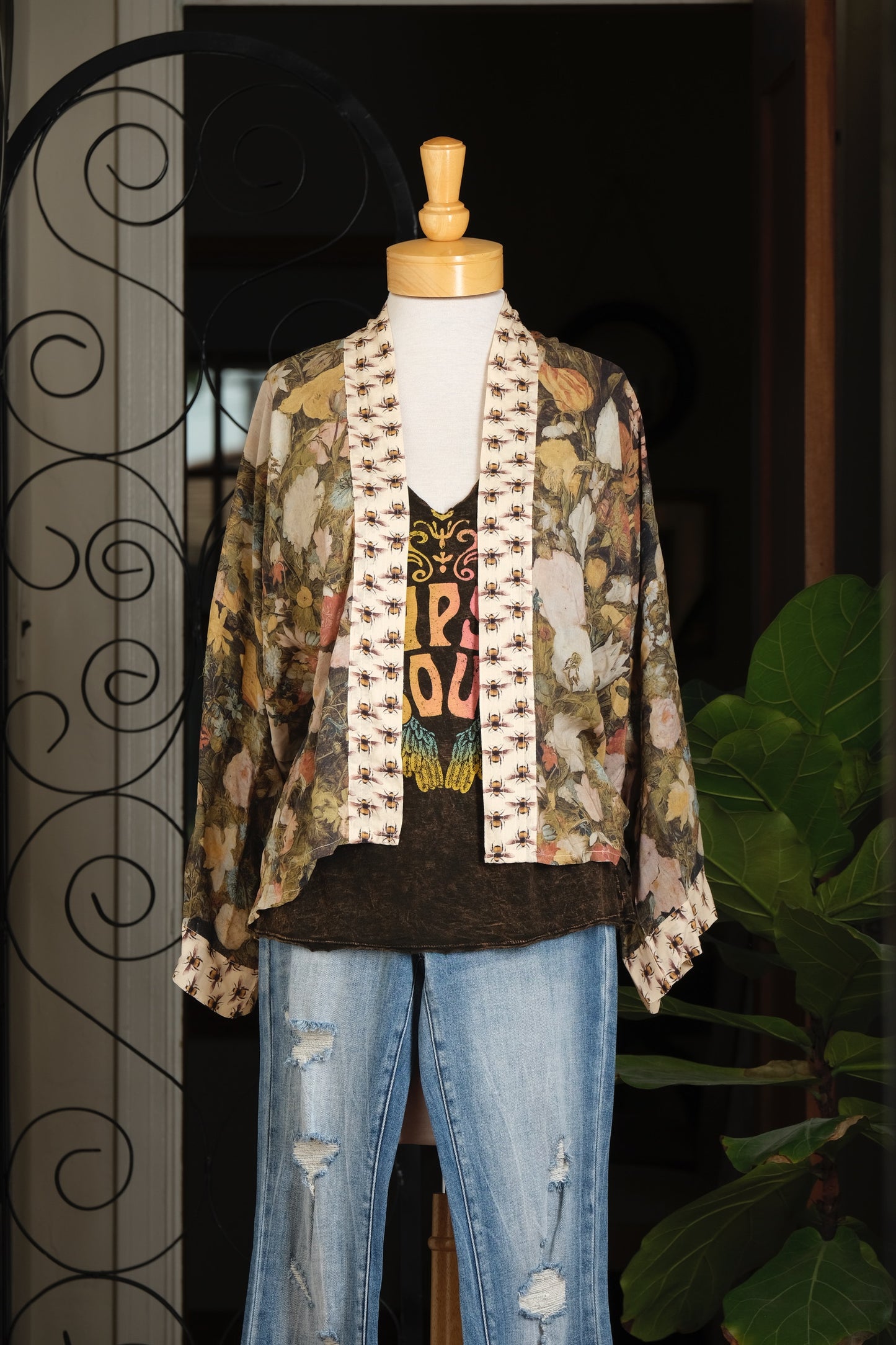 Cropped Kimono in Dream in Flowers