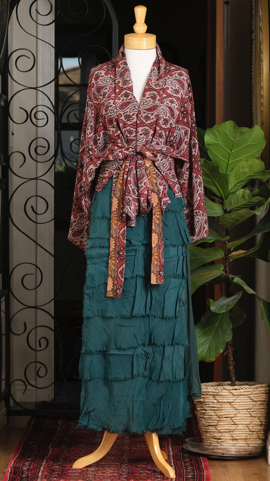 Gatsby Skirt in Teal Forest Green