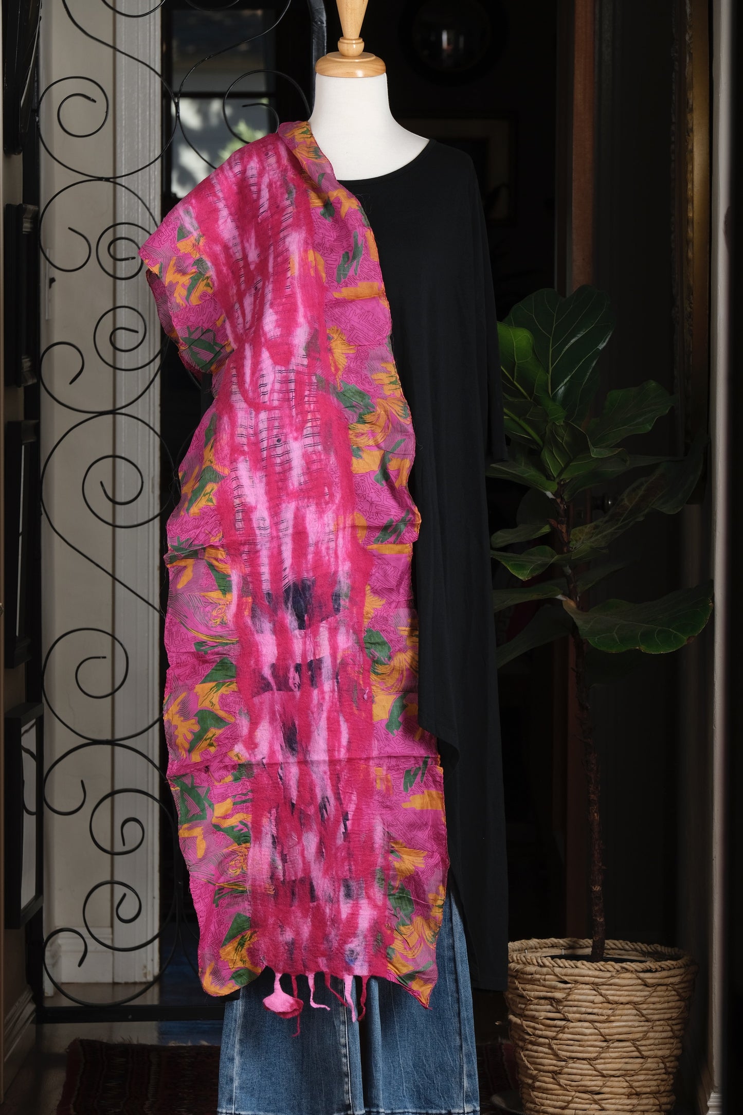 Lotus Scarf in Fuchsia Garden