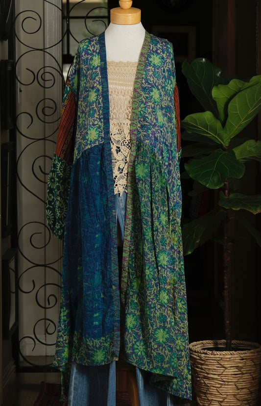 Evermore Duster in Aqua Flower