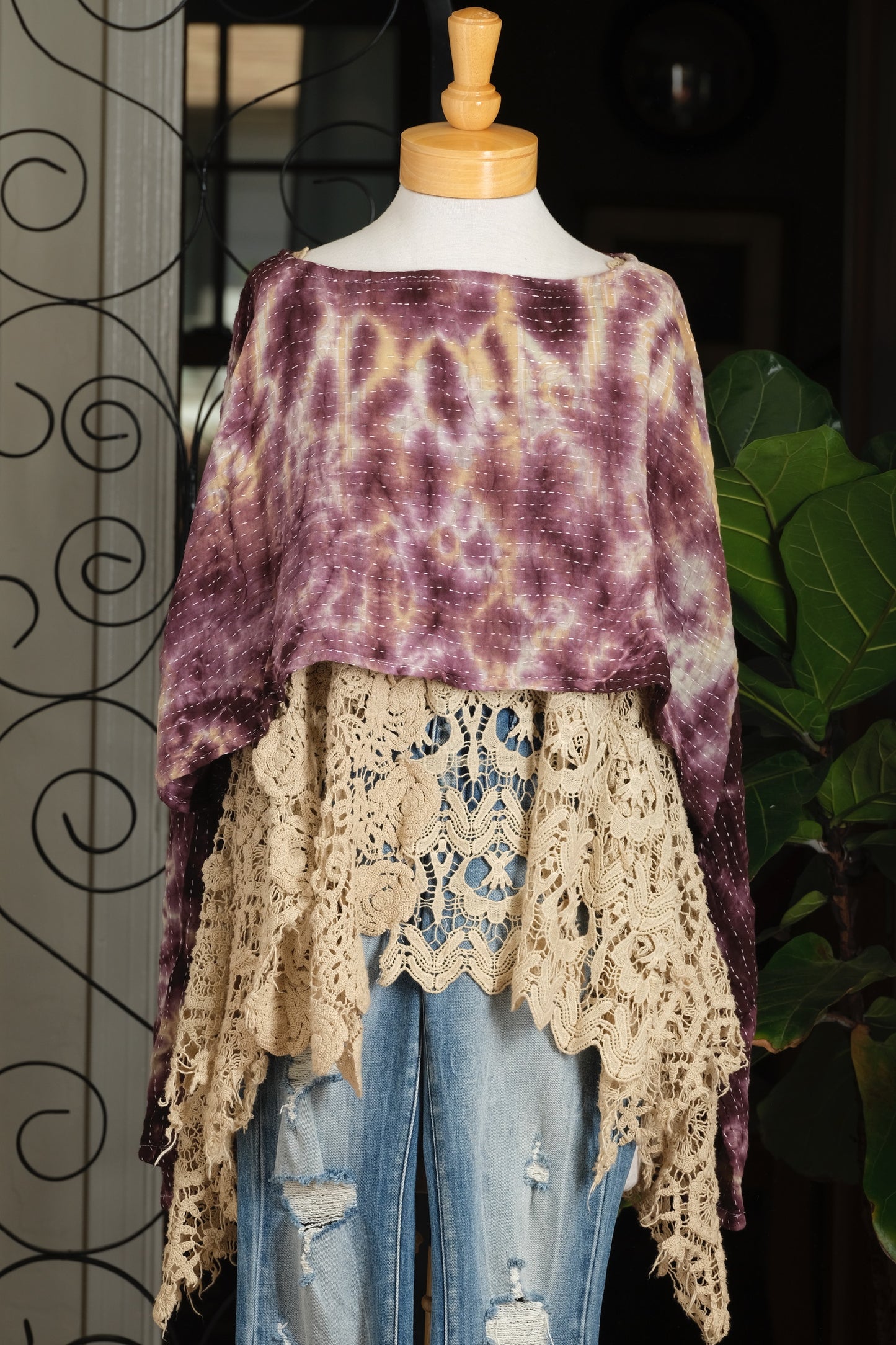Crop Top in Golden Plum Tie Dye