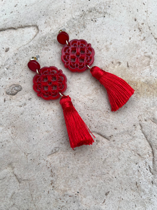 True Red Cherry Blossom Earring