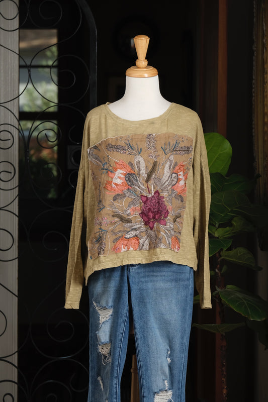 Crop Protea T-Shirt Long Sleeve in Goldenrod