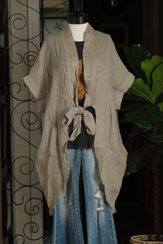Linen Tie Kimono in Heirloom