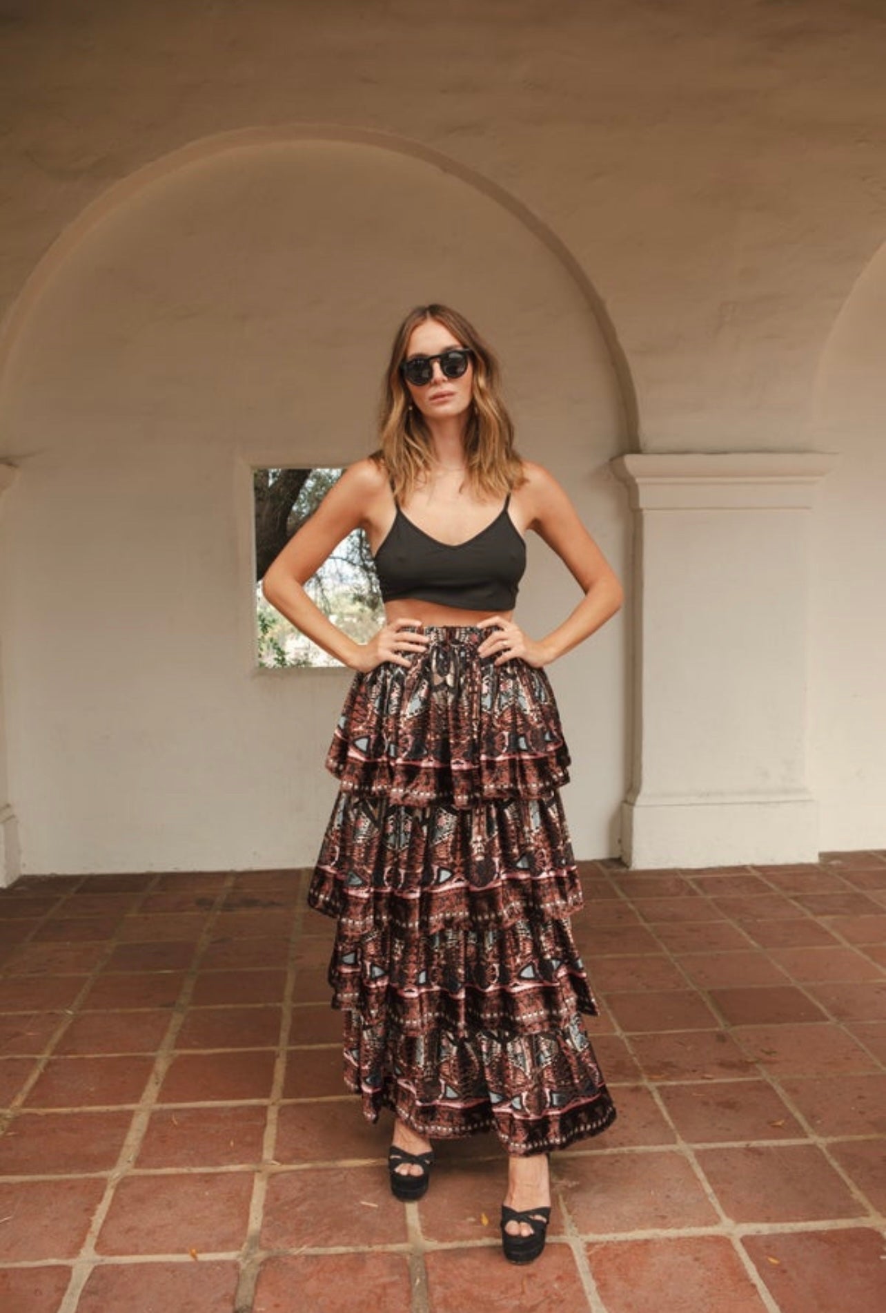 Empire Silk Tiered Maxi Skirt by Jennafer Grace