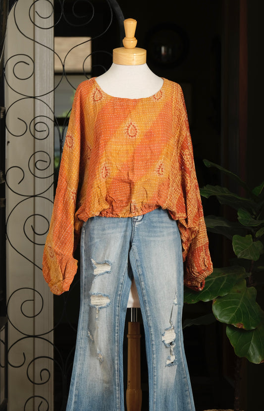 Gathering Top in Ombré Sunshine