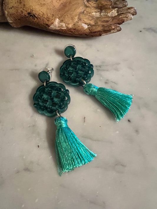 Jade Green Cherry Blossom Earring