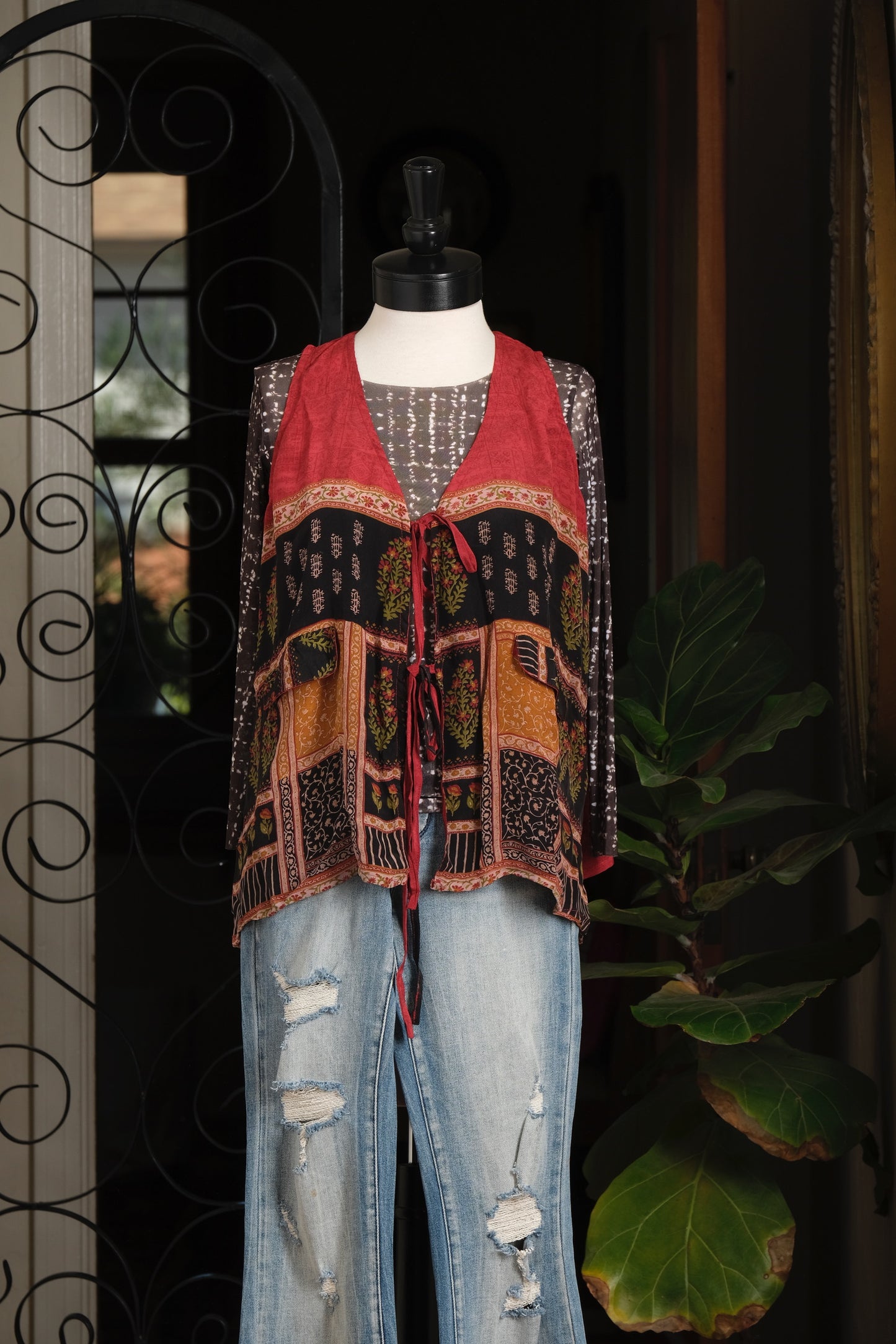 Silky Vest in Red Patch