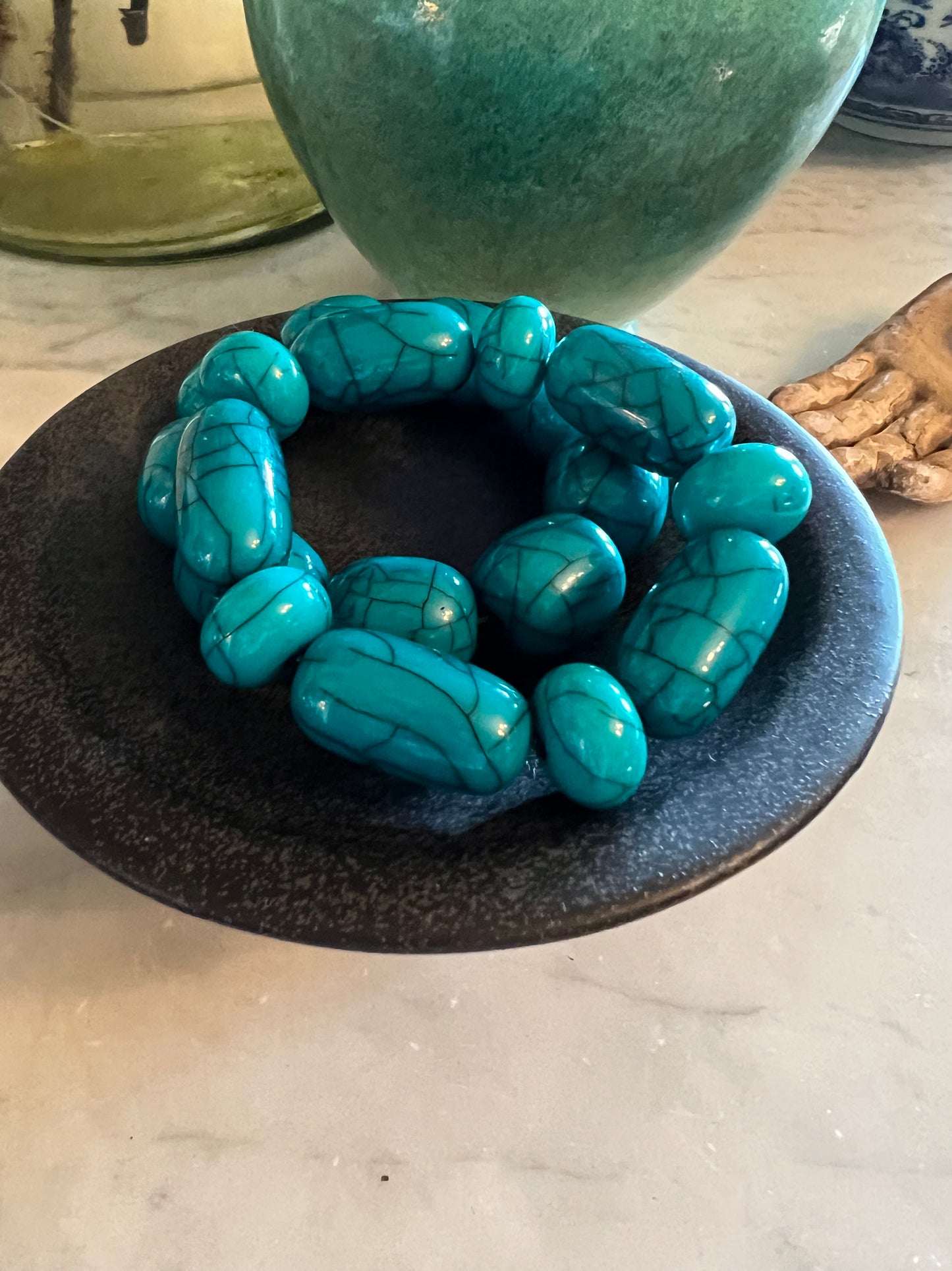 Chunky Resin Stretch Bracelet Blue (B)