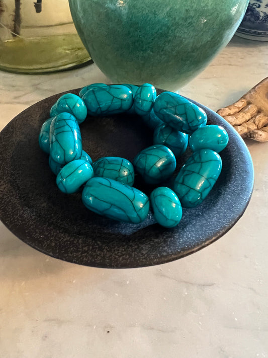 Chunky Resin Stretch Bracelet Blue (B)