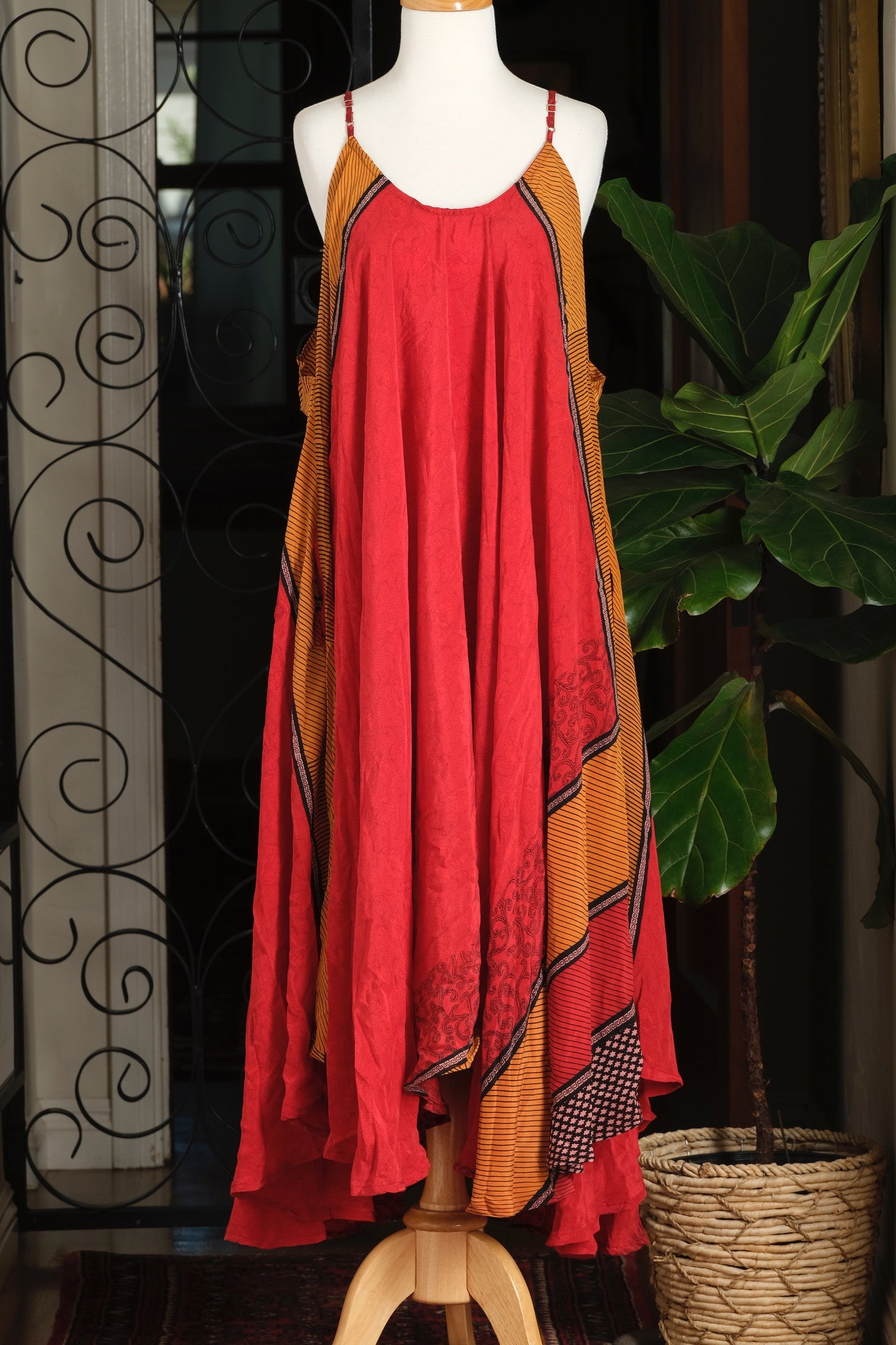 Kantha Slip Dress in Egyptian Flame