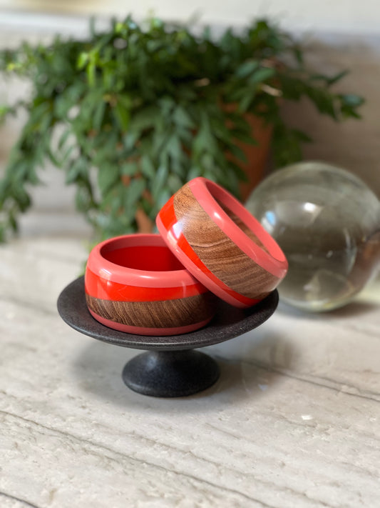 Bangle Bracelet in Coral Brown Slice