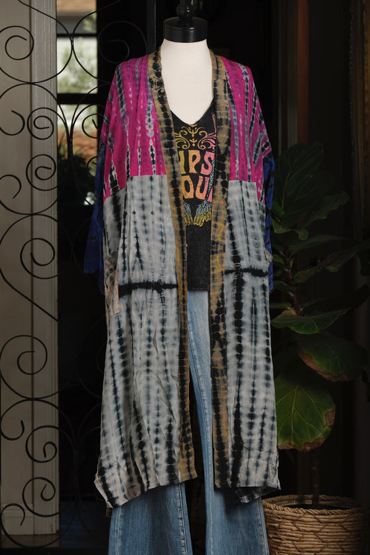 Smoke Duster in Grey Cloud Fuchsia