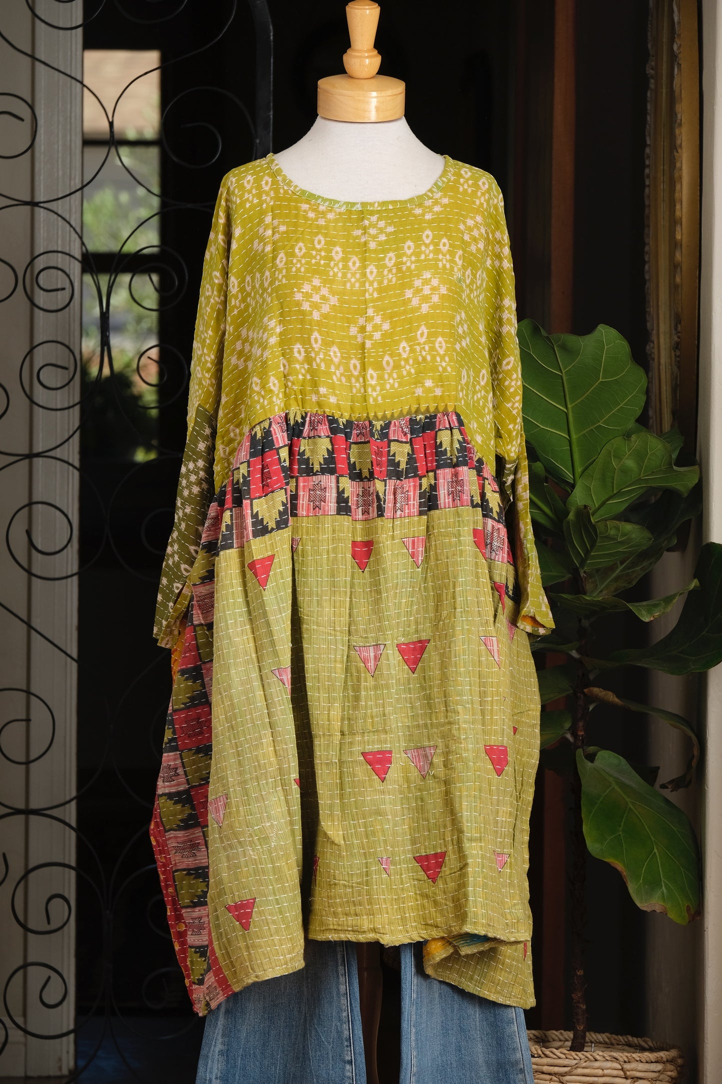 Midi Dress in Green Tribe