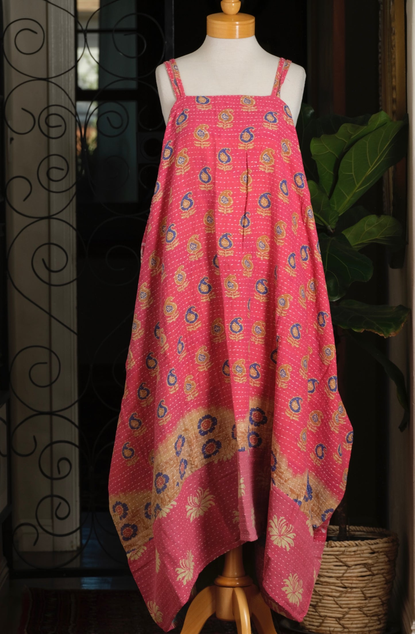 Kantha Maxi Dress in Pink Party