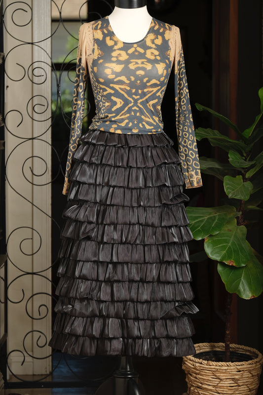 Techno Sheen Tiered Skirt