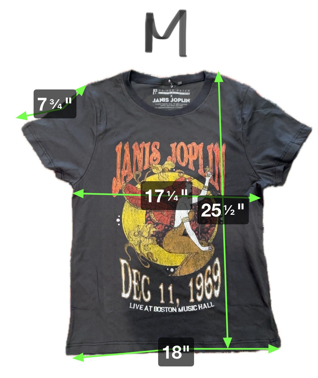 Janis Joplin Boston T-Shirt in "Girlfriend Cut" Charcoal