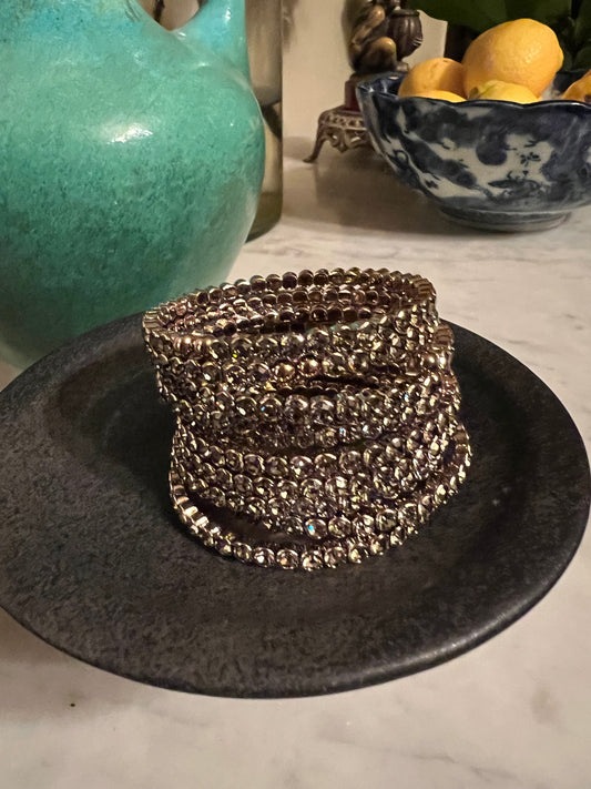 Dream On Rhinestone Bracelet in Grey Gold