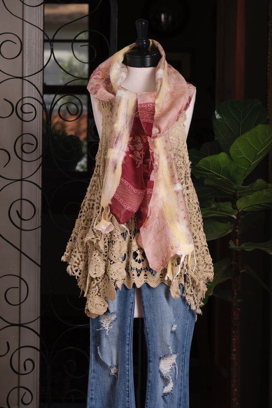 Lotus Scarf in Golden Poppy Merlot