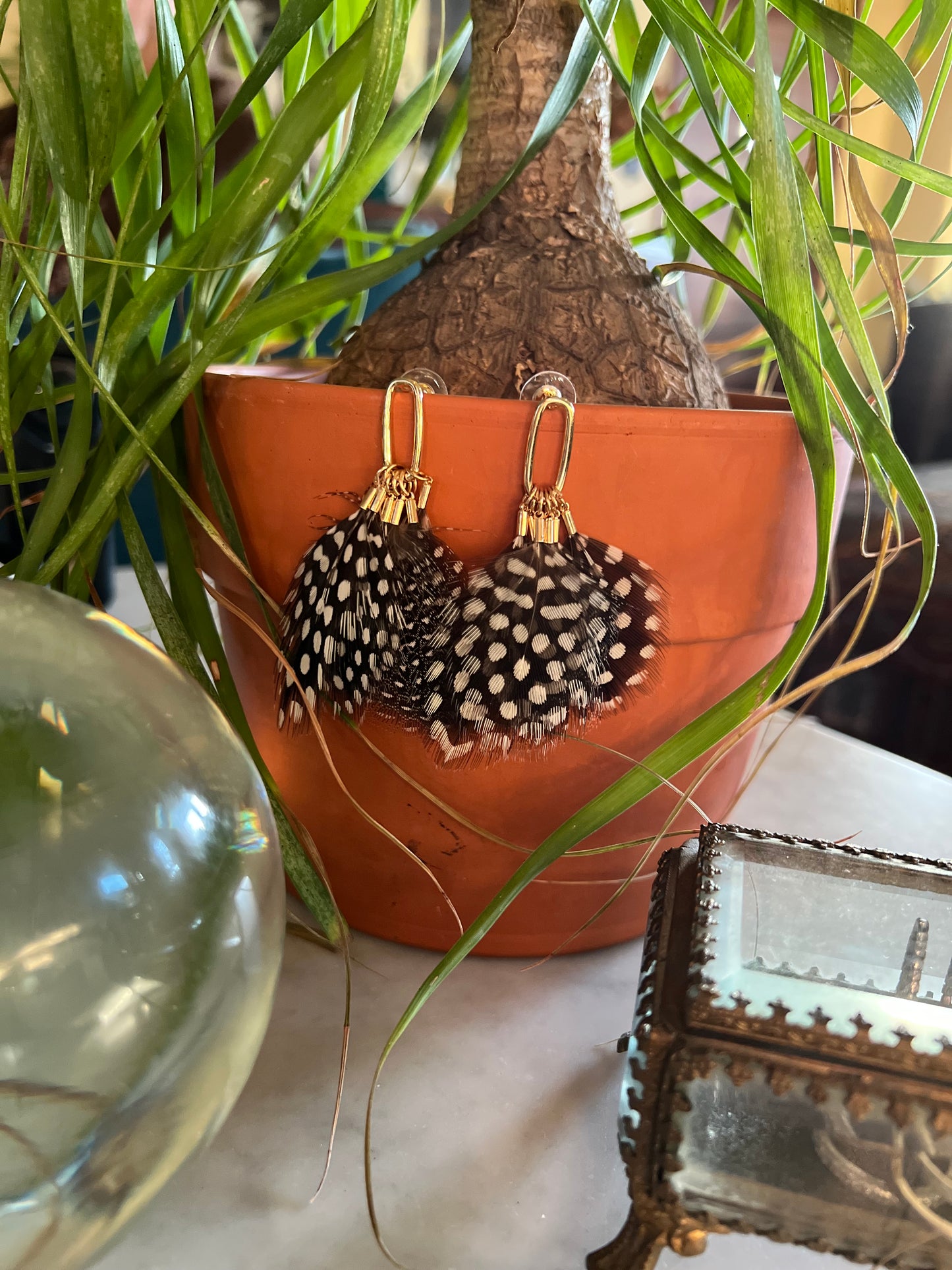 On The Dot Feather Earring