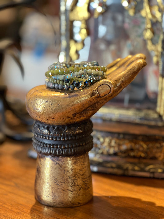 Stretch Bracelet set in Jade Moon