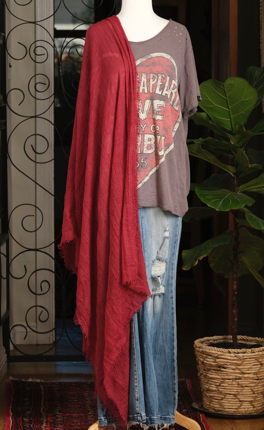 Gauze Scarf in Garnet